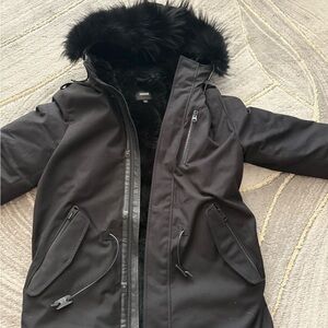 Mackage Black Fur Hooded Parka jacket